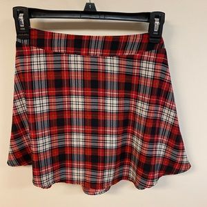 Red plaid skirt